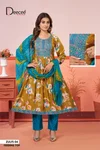 Zulfi By Deecee Rayon Foil Printed Embroidery Anarkali Kurtis Set